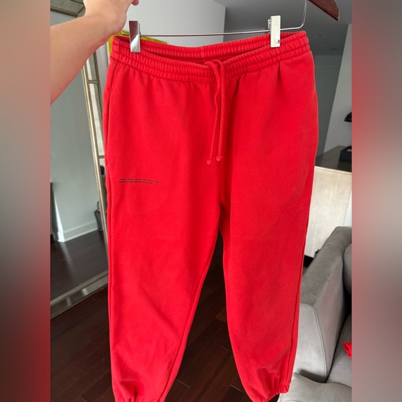 Pangaia Red Organic Cotton Hoodie and Pants Set Size S Oversized Unisex Goji Red - Picture 9 of 17